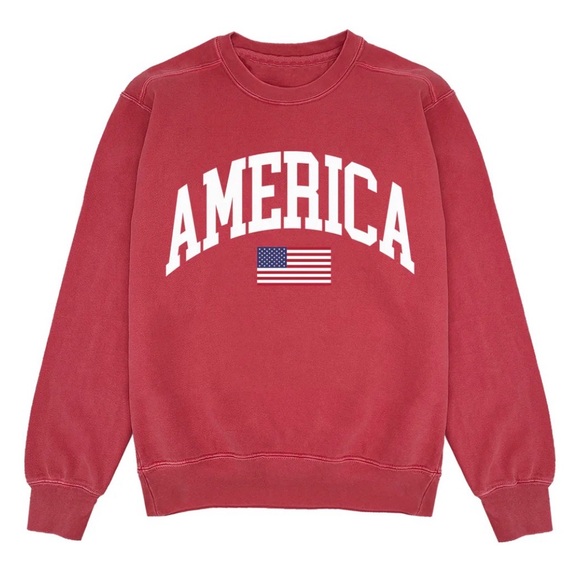 Comfort Colors Tops - Shop Kristin Jones - Comfort Colors Red America Crewneck Sweater 2XL
